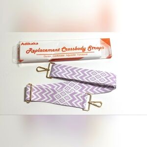 Wide Replacement Crossbody Purple & White Guitar/Purse Strap Gold Meta